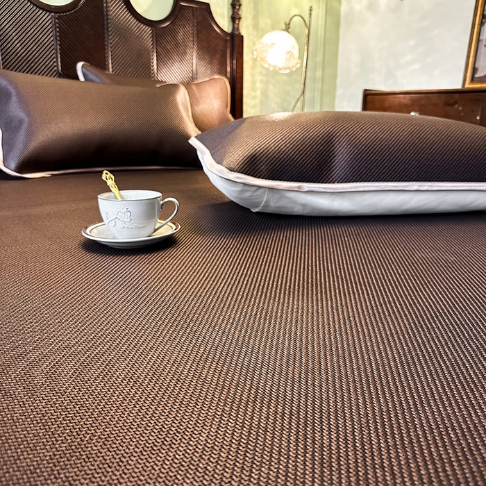 91家纺网 家纺一手货源 找家纺 网红馆（ck家纺） 2026新款可脱卸床裙款冰藤席凉席席子-雅韵 雅韵-深咖