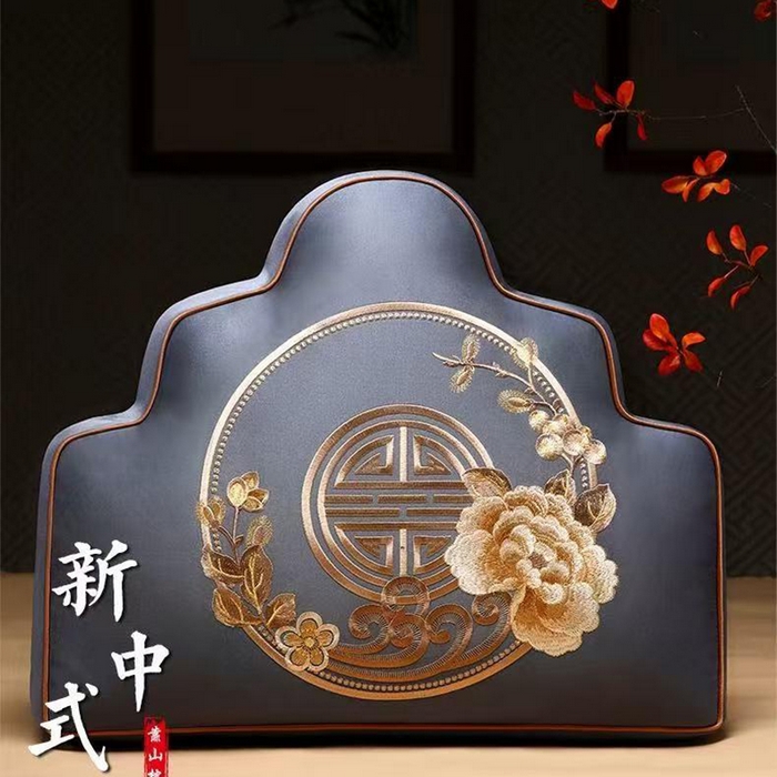 多米家居 2026新款新中式靠山抱枕 花想容 高精密 深兰