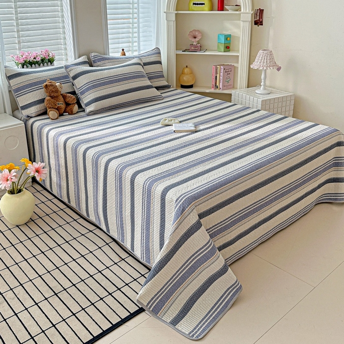 91家纺网 家纺一手货源 找家纺 文黛家居 2026新款全棉夹棉印花床盖三件套 乐芙生活