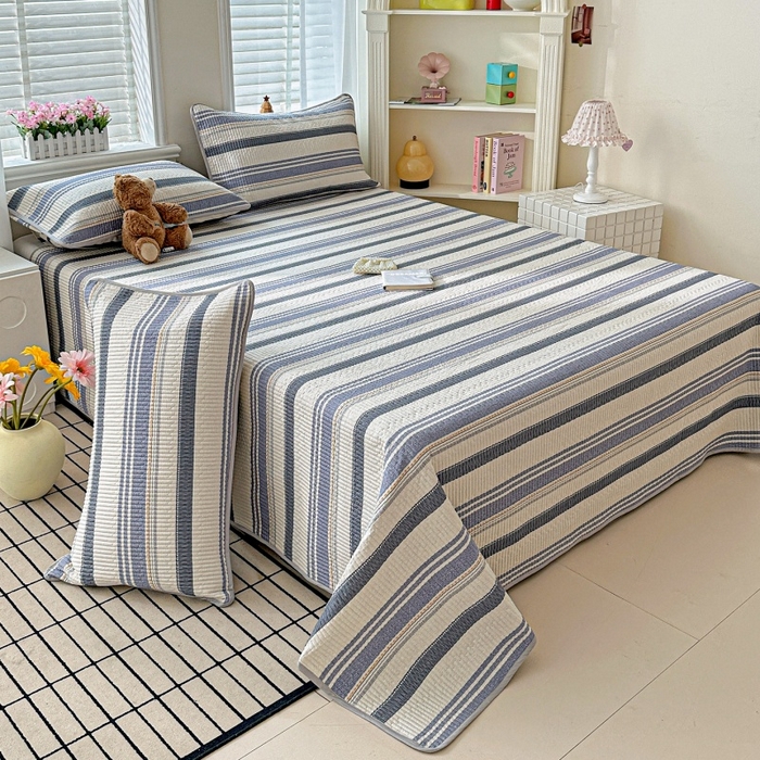 91家纺网 家纺一手货源 找家纺 文黛家居 2026新款全棉夹棉印花床盖三件套 乐芙生活