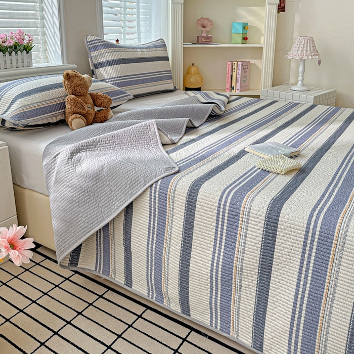 91家纺网 家纺一手货源 找家纺 文黛家居 2026新款全棉夹棉印花床盖三件套 乐芙生活