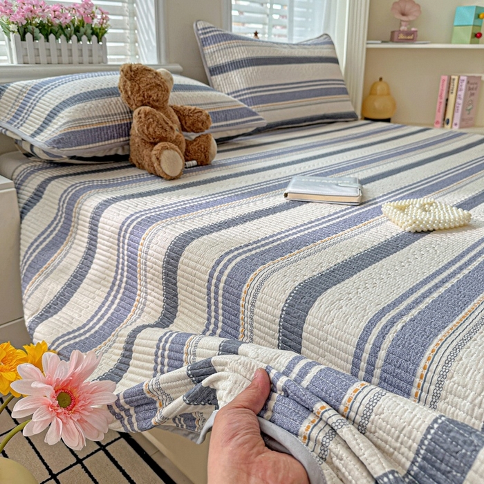 91家纺网 家纺一手货源 找家纺 文黛家居 2026新款全棉夹棉印花床盖三件套 乐芙生活