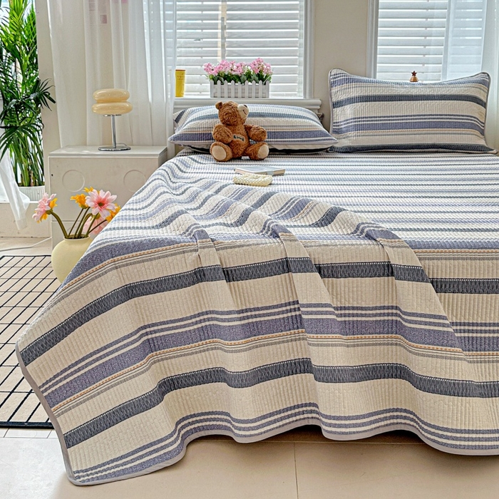 91家纺网 家纺一手货源 找家纺 文黛家居 2026新款全棉夹棉印花床盖三件套 乐芙生活