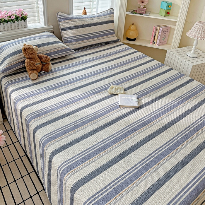 91家纺网 家纺一手货源 找家纺 文黛家居 2026新款全棉夹棉印花床盖三件套 乐芙生活