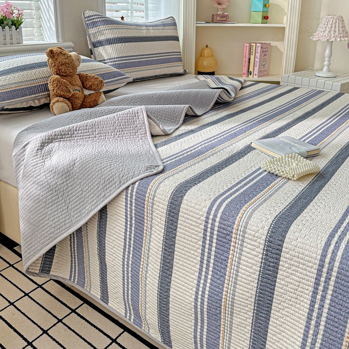 91家纺网 家纺一手货源 找家纺 文黛家居 2026新款全棉夹棉印花床盖三件套 乐芙生活