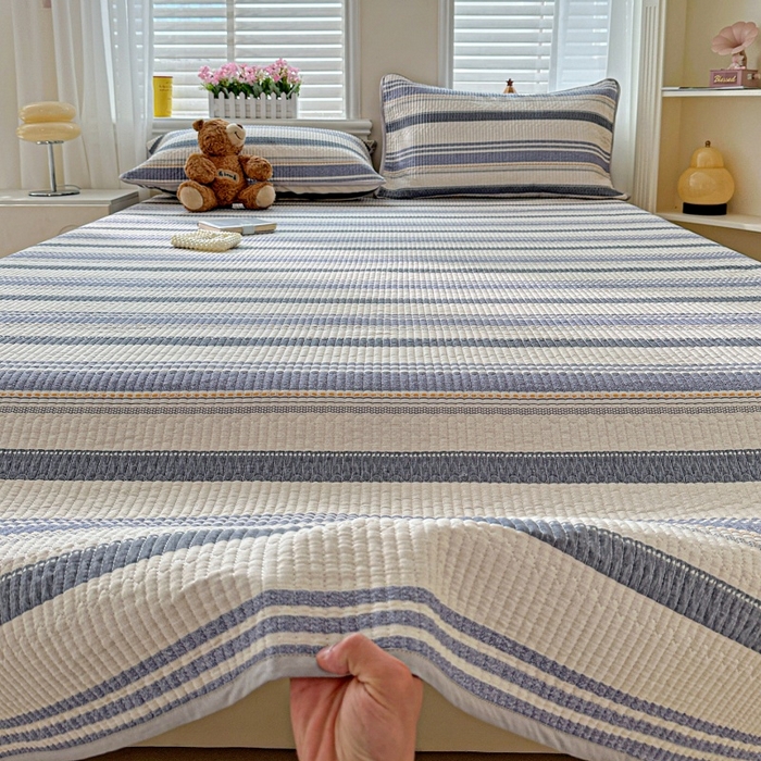 91家纺网 家纺一手货源 找家纺 文黛家居 2026新款全棉夹棉印花床盖三件套 乐芙生活