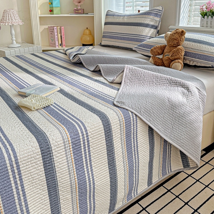 91家纺网 家纺一手货源 找家纺 文黛家居 2026新款全棉夹棉印花床盖三件套 乐芙生活