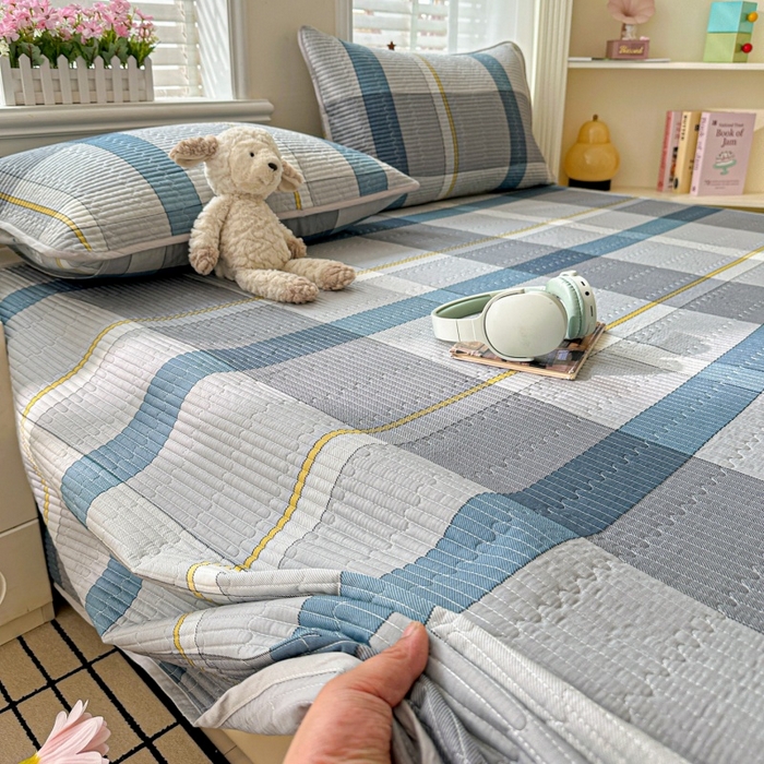 91家纺网 家纺一手货源 找家纺 文黛家居 2026新款全棉夹棉印花床盖三件套 摩卡庄园