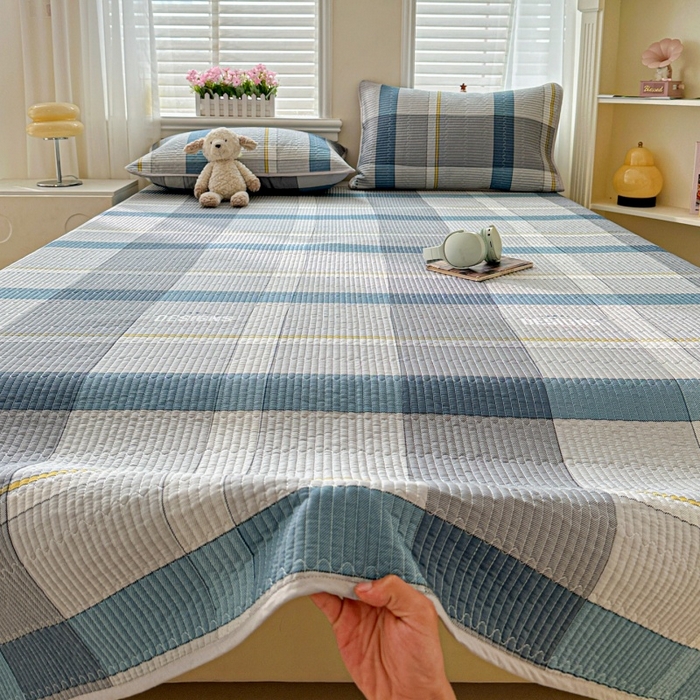 91家纺网 家纺一手货源 找家纺 文黛家居 2026新款全棉夹棉印花床盖三件套 摩卡庄园