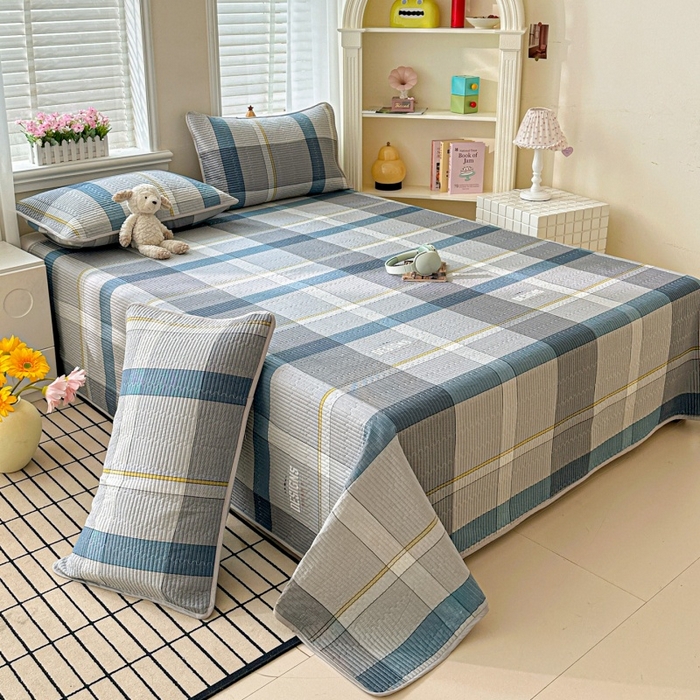 91家纺网 家纺一手货源 找家纺 文黛家居 2026新款全棉夹棉印花床盖三件套 摩卡庄园