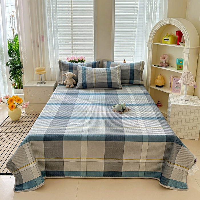 文黛家居 2026新款全棉夹棉印花床盖三件套 摩卡庄园