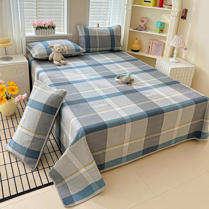 91家纺网 家纺一手货源 找家纺 文黛家居 2026新款全棉夹棉印花床盖三件套 摩卡庄园