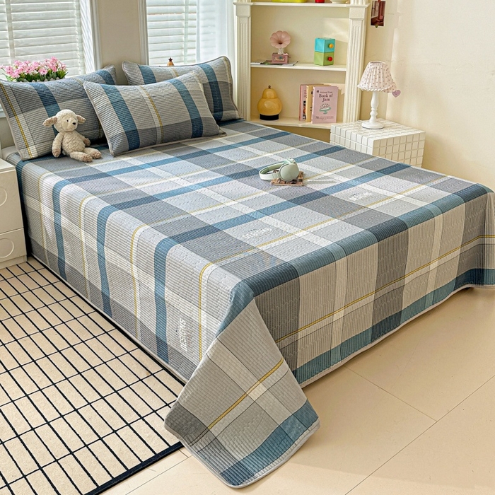 91家纺网 家纺一手货源 找家纺 文黛家居 2026新款全棉夹棉印花床盖三件套 摩卡庄园