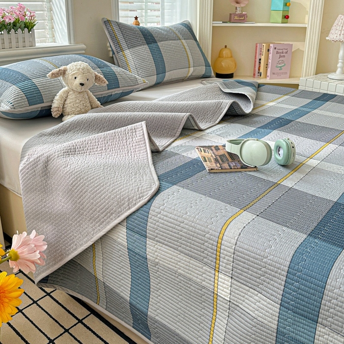 91家纺网 家纺一手货源 找家纺 文黛家居 2026新款全棉夹棉印花床盖三件套 摩卡庄园