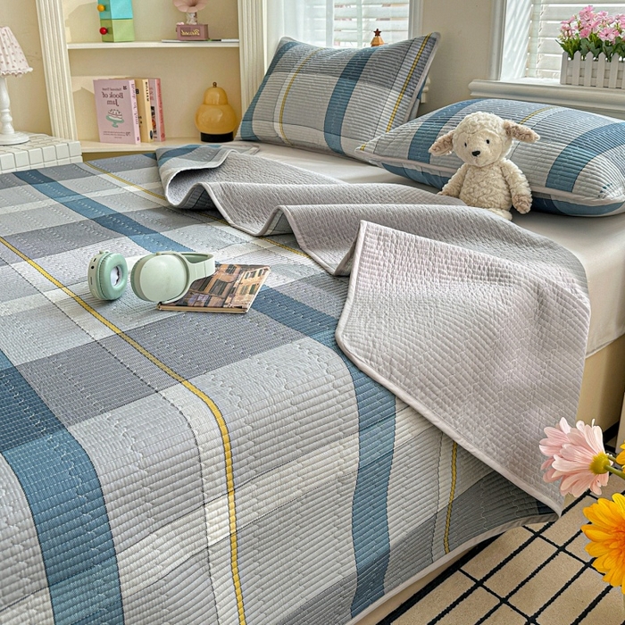 91家纺网 家纺一手货源 找家纺 文黛家居 2026新款全棉夹棉印花床盖三件套 摩卡庄园