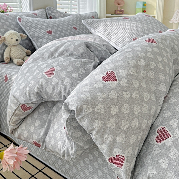 文黛家居 2026新款全棉夹棉印花床盖四件套【支持定做】 爱心日记