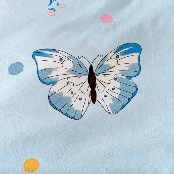 91家纺网 家纺一手货源 找家纺 文黛家居 2026新款全棉夹棉印花床盖四件套【支持定做】 蝶舞-蓝