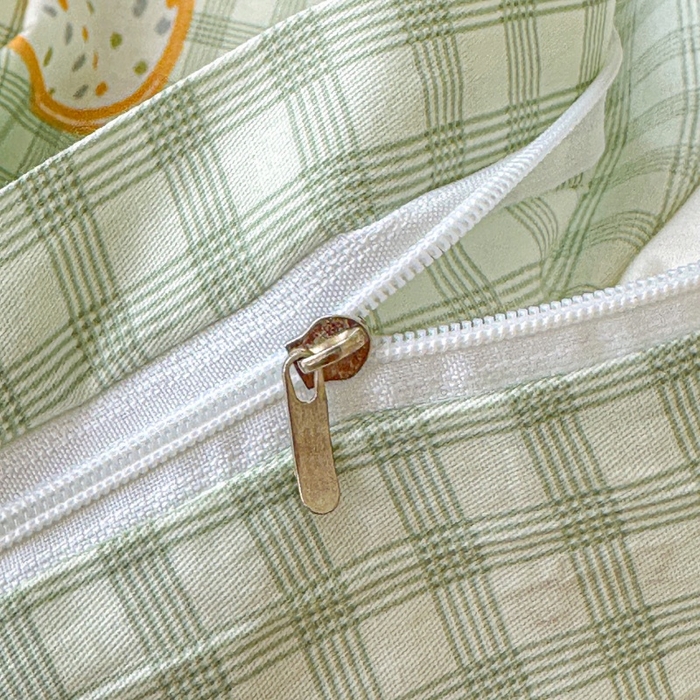 91家纺网 家纺一手货源 找家纺 文黛家居 2026新款全棉夹棉印花床盖四件套【支持定做】 格纹水果