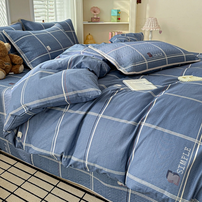 91家纺网 家纺一手货源 找家纺 文黛家居 2026新款全棉夹棉印花床盖四件套【支持定做】 格韵