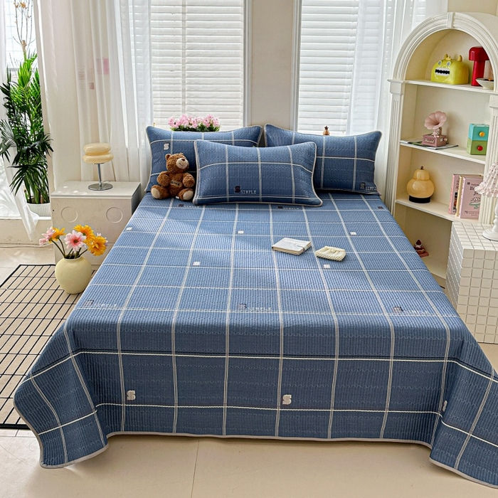 91家纺网 家纺一手货源 找家纺 文黛家居 2026新款全棉夹棉印花床盖四件套【支持定做】 格韵