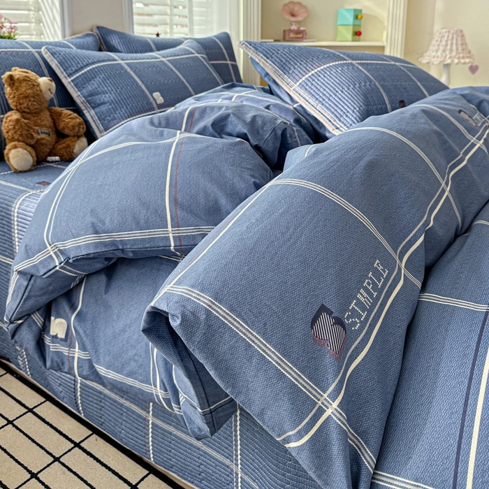 文黛家居 2026新款全棉夹棉印花床盖四件套【支持定做】 格韵