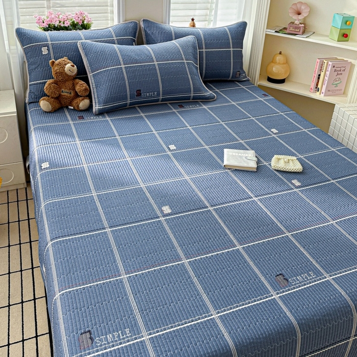 91家纺网 家纺一手货源 找家纺 文黛家居 2026新款全棉夹棉印花床盖四件套【支持定做】 格韵