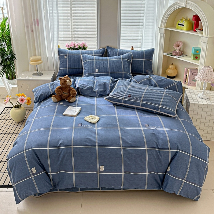 91家纺网 家纺一手货源 找家纺 文黛家居 2026新款全棉夹棉印花床盖四件套【支持定做】 格韵