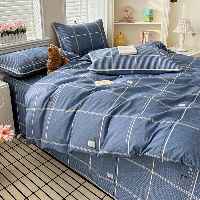 91家纺网 家纺一手货源 找家纺 文黛家居 2026新款全棉夹棉印花床盖四件套【支持定做】 格韵