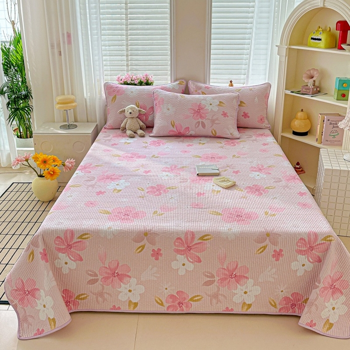 91家纺网 家纺一手货源 找家纺 文黛家居 2026新款全棉夹棉印花床盖四件套【支持定做】 花间舞