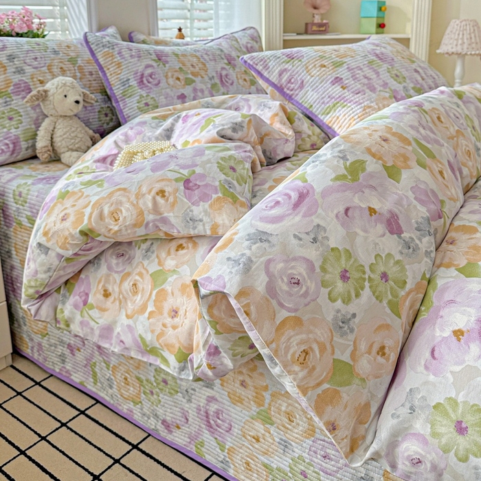 文黛家居 2026新款全棉夹棉印花床盖四件套【支持定做】 佳人有约