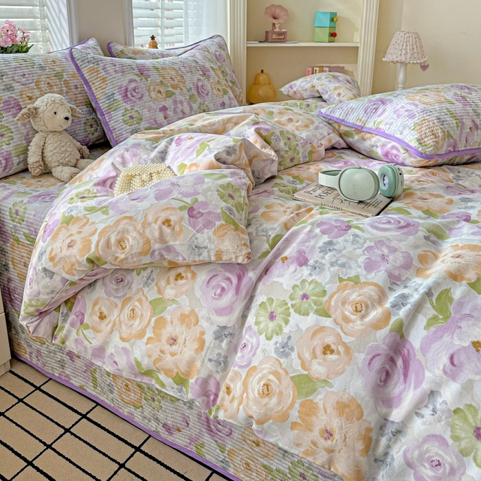 91家纺网 家纺一手货源 找家纺 文黛家居 2026新款全棉夹棉印花床盖四件套【支持定做】 佳人有约