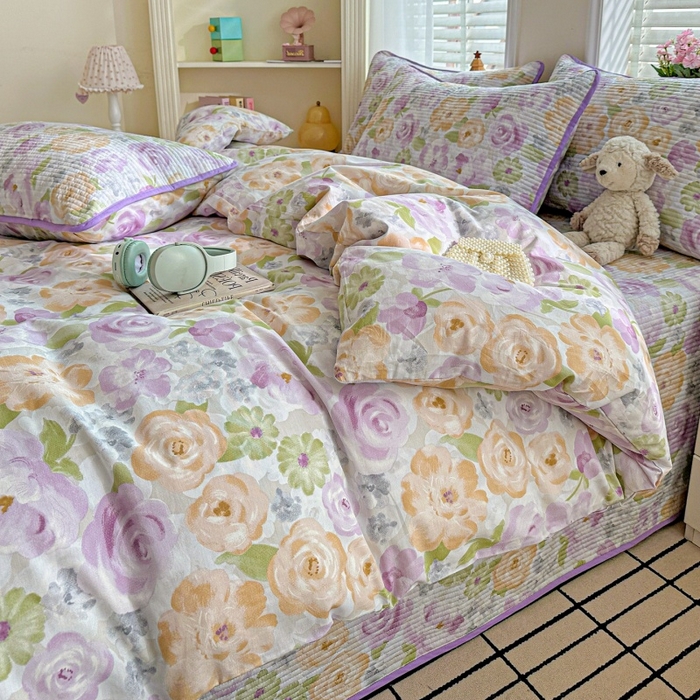 91家纺网 家纺一手货源 找家纺 文黛家居 2026新款全棉夹棉印花床盖四件套【支持定做】 佳人有约