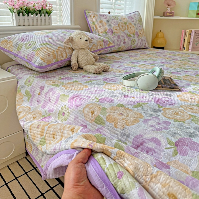 91家纺网 家纺一手货源 找家纺 文黛家居 2026新款全棉夹棉印花床盖四件套【支持定做】 佳人有约