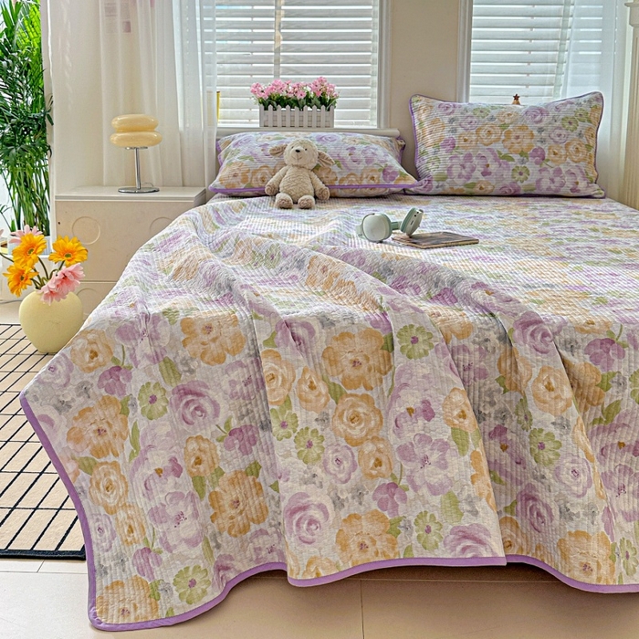 91家纺网 家纺一手货源 找家纺 文黛家居 2026新款全棉夹棉印花床盖四件套【支持定做】 佳人有约