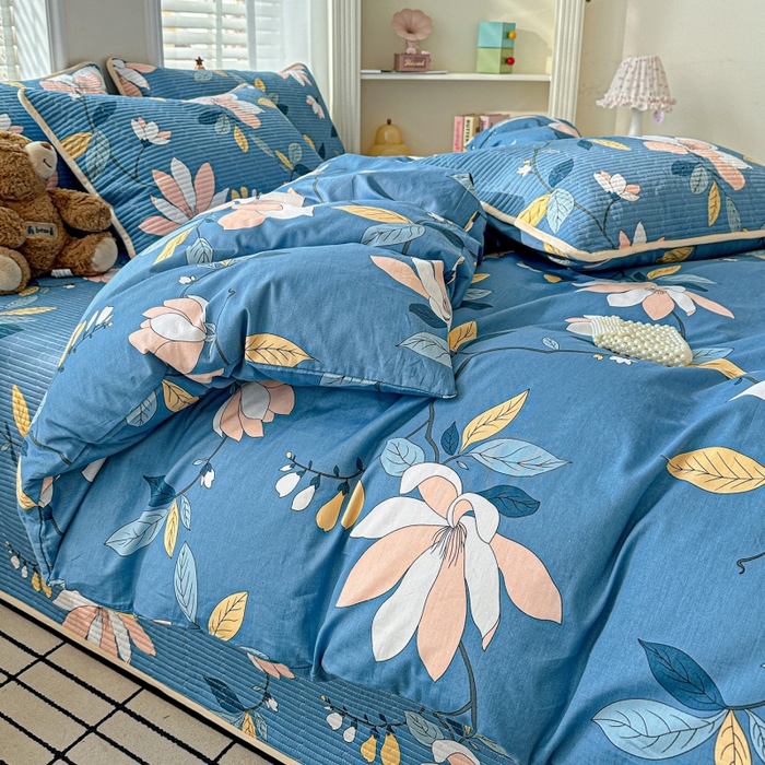 91家纺网 家纺一手货源 找家纺 文黛家居 2026新款全棉夹棉印花床盖四件套【支持定做】 流莹