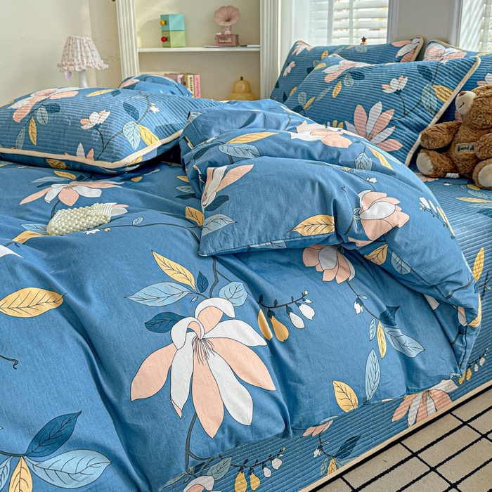 91家纺网 家纺一手货源 找家纺 文黛家居 2026新款全棉夹棉印花床盖四件套【支持定做】 流莹