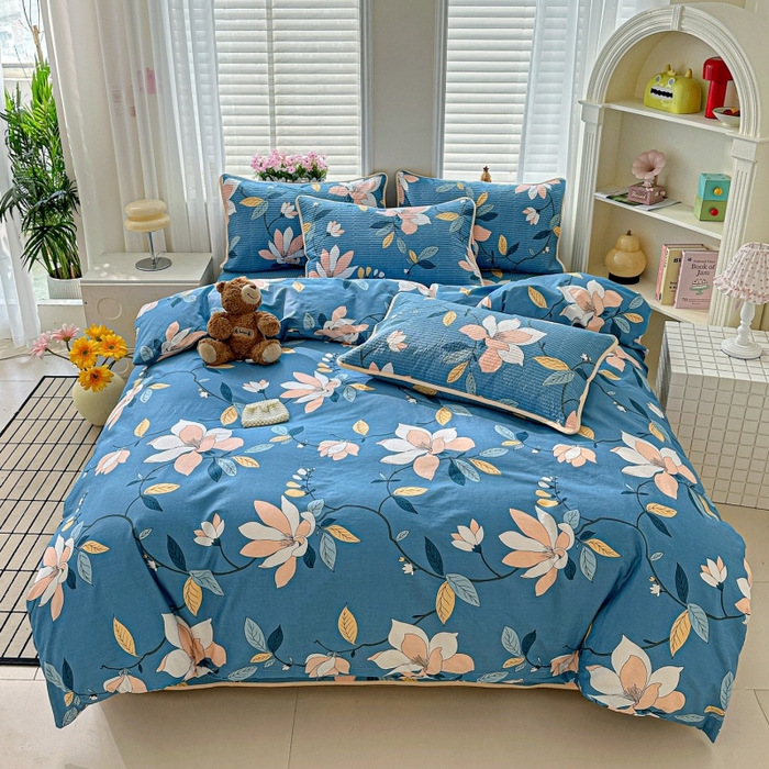 91家纺网 家纺一手货源 找家纺 文黛家居 2026新款全棉夹棉印花床盖四件套【支持定做】 流莹