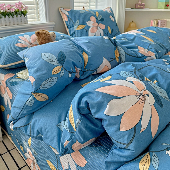 91家纺网 家纺一手货源 找家纺 文黛家居 2026新款全棉夹棉印花床盖四件套【支持定做】 流莹