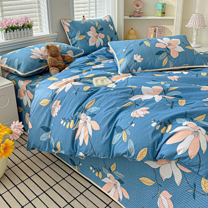 91家纺网 家纺一手货源 找家纺 文黛家居 2026新款全棉夹棉印花床盖四件套【支持定做】 流莹