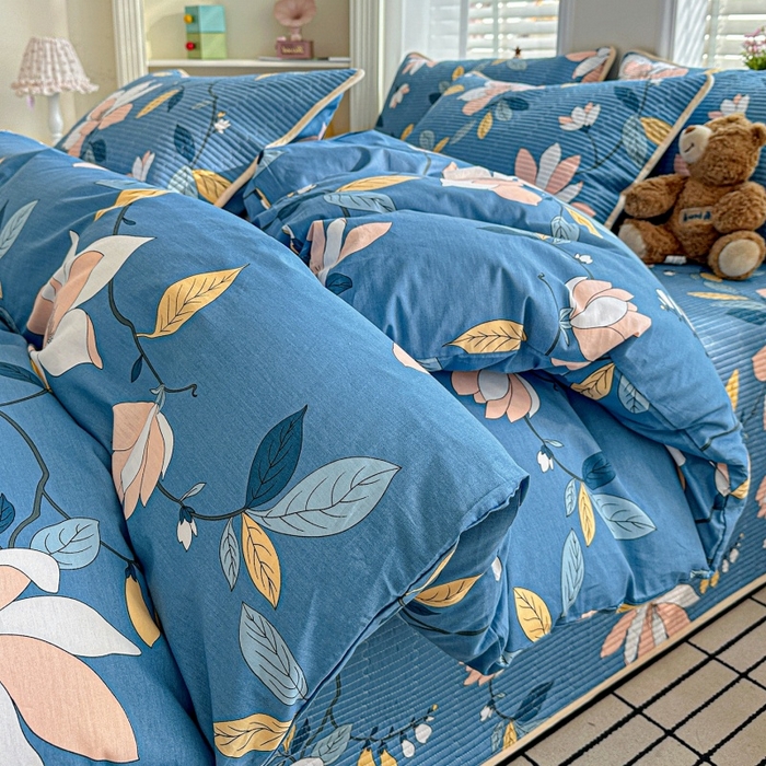 91家纺网 家纺一手货源 找家纺 文黛家居 2026新款全棉夹棉印花床盖四件套【支持定做】 流莹