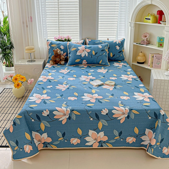 91家纺网 家纺一手货源 找家纺 文黛家居 2026新款全棉夹棉印花床盖四件套【支持定做】 流莹