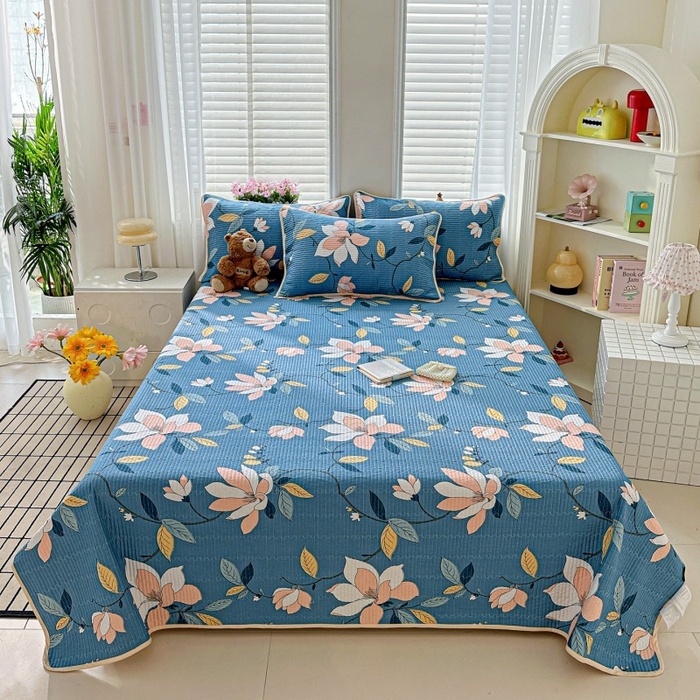 91家纺网 家纺一手货源 找家纺 文黛家居 2026新款全棉夹棉印花床盖四件套【支持定做】 流莹