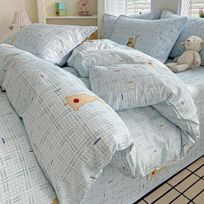 91家纺网 家纺一手货源 找家纺 文黛家居 2026新款全棉夹棉印花床盖四件套【支持定做】 小幸运