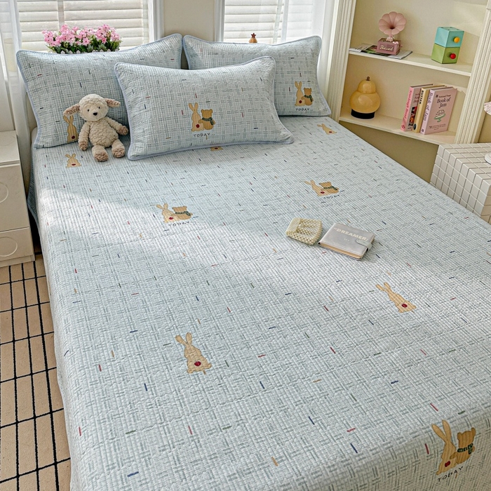 91家纺网 家纺一手货源 找家纺 文黛家居 2026新款全棉夹棉印花床盖四件套【支持定做】 小幸运