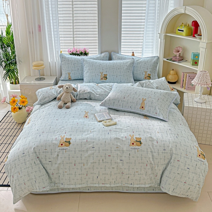 91家纺网 家纺一手货源 找家纺 文黛家居 2026新款全棉夹棉印花床盖四件套【支持定做】 小幸运