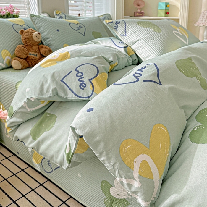 文黛家居 2026新款全棉夹棉印花床盖四件套【支持定做】 心愿恋曲