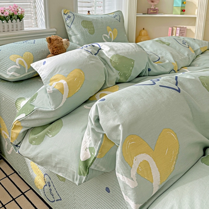 91家纺网 家纺一手货源 找家纺 文黛家居 2026新款全棉夹棉印花床盖四件套【支持定做】 心愿恋曲