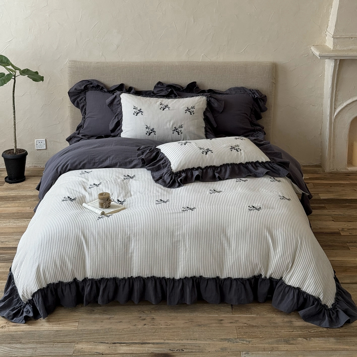 91家纺网 家纺一手货源 找家纺 （总）佳汐蓝家纺 2026新款双层皱皱纱四件套-小杏芙