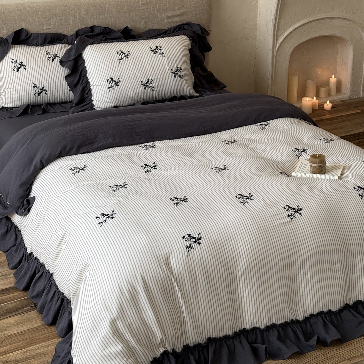 91家纺网 家纺一手货源 找家纺 （总）佳汐蓝家纺 2026新款双层皱皱纱四件套-小杏芙