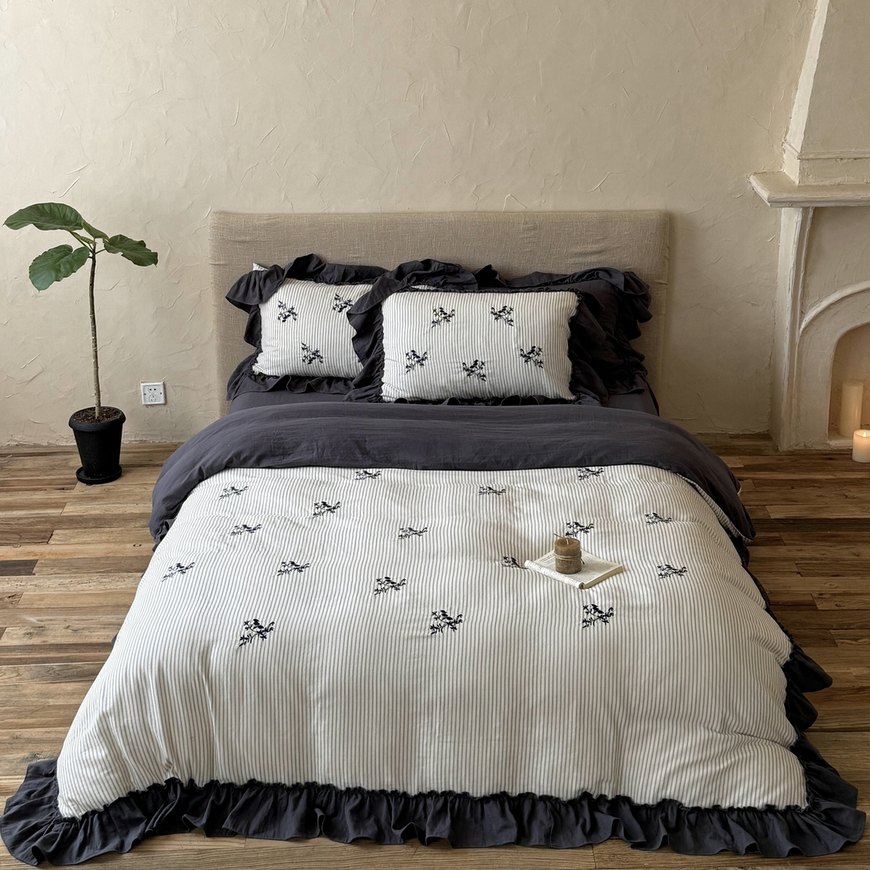 91家纺网 家纺一手货源 找家纺 （总）佳汐蓝家纺 2026新款双层皱皱纱四件套-小杏芙